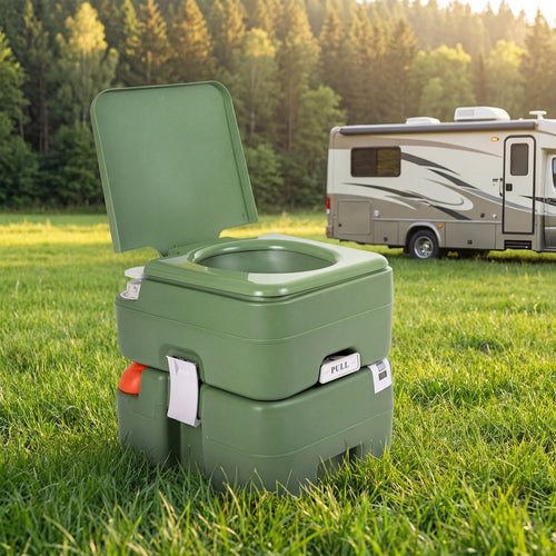 Portable Camping Toilet, 22 L Detachable Waste Tank, Green