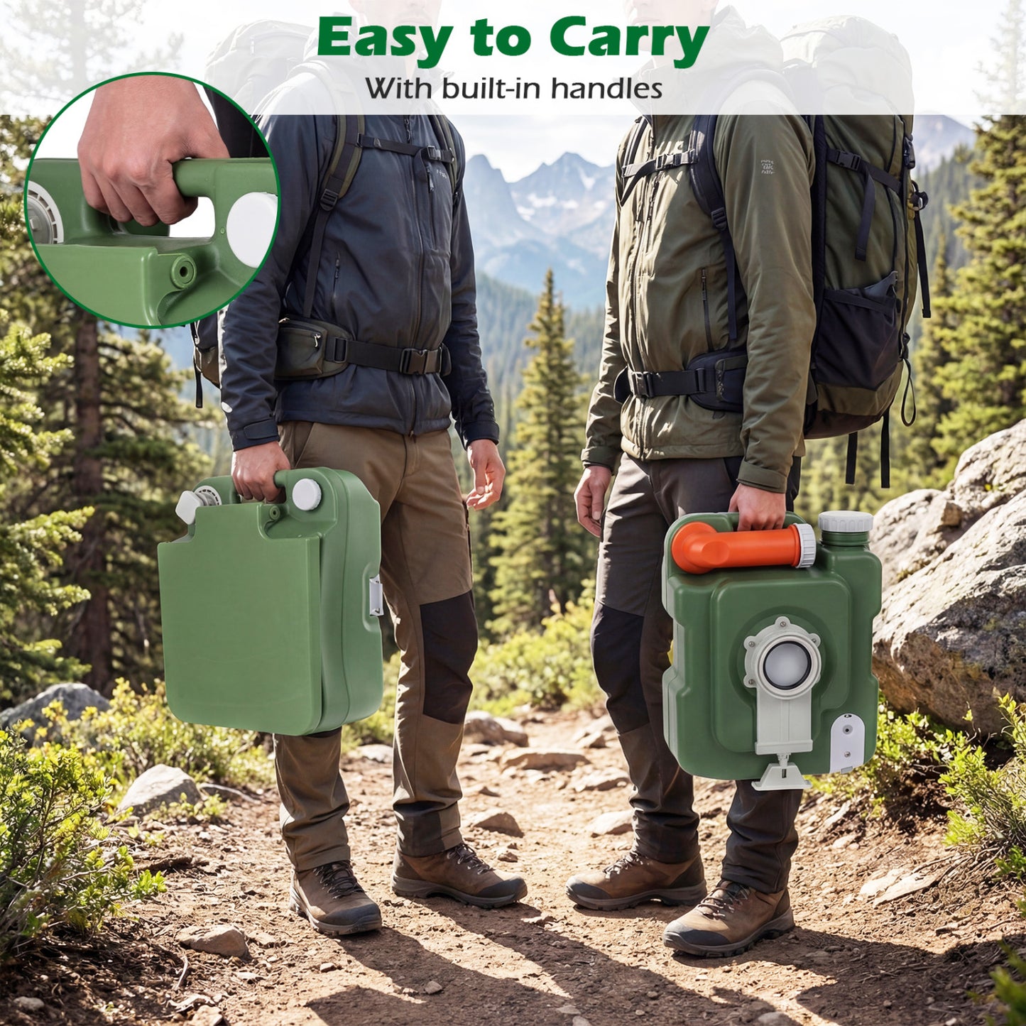 Portable Camping Toilet, 22 L Detachable Waste Tank, Green