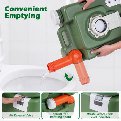 Portable Camping Toilet, 22 L Detachable Waste Tank, Green