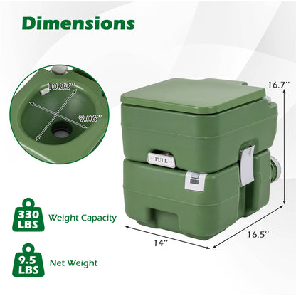 Portable Camping Toilet, 22 L Detachable Waste Tank, Green