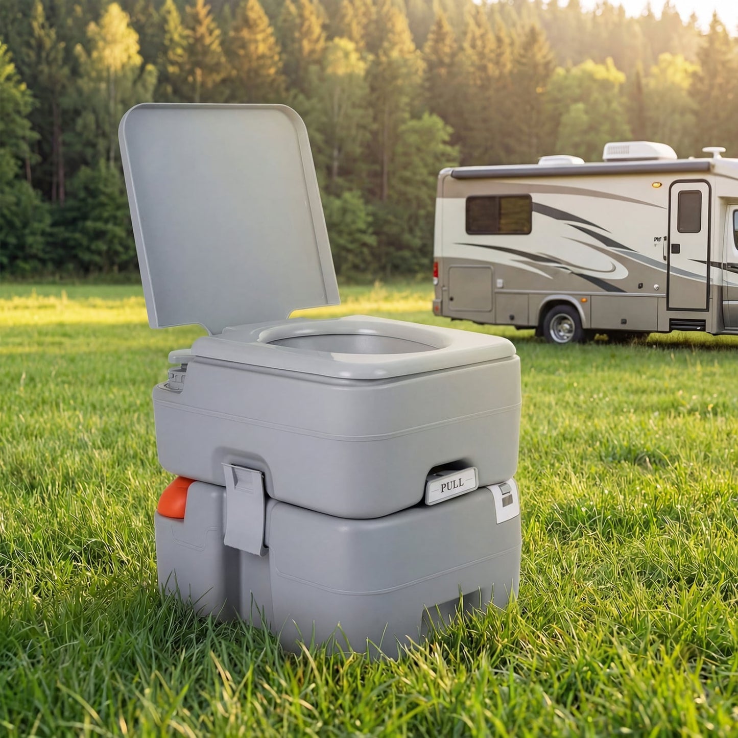 Portable Camping Toilet 22 L Detachable Waste Tank, Gray