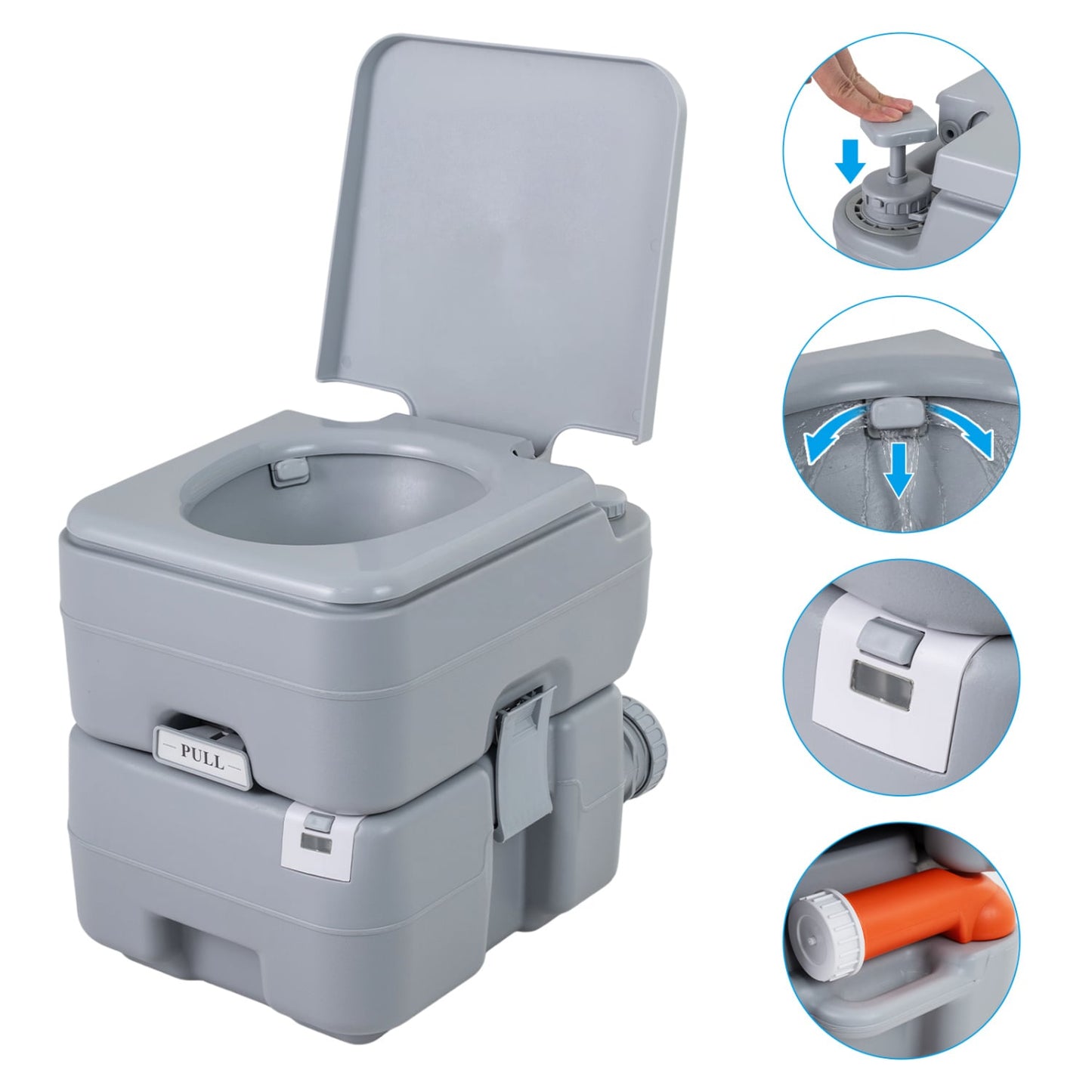 Portable Camping Toilet 22 L Detachable Waste Tank, Gray