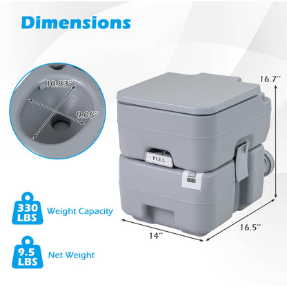 Portable Camping Toilet 22 L Detachable Waste Tank, Gray