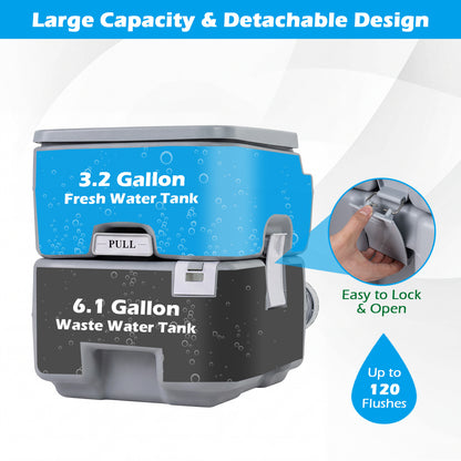 Portable Camping Toilet 22 L Detachable Waste Tank, Gray