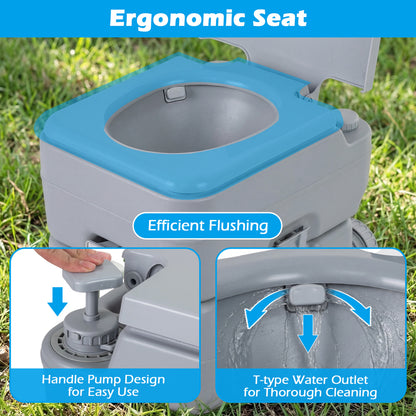 Portable Camping Toilet 22 L Detachable Waste Tank, Gray