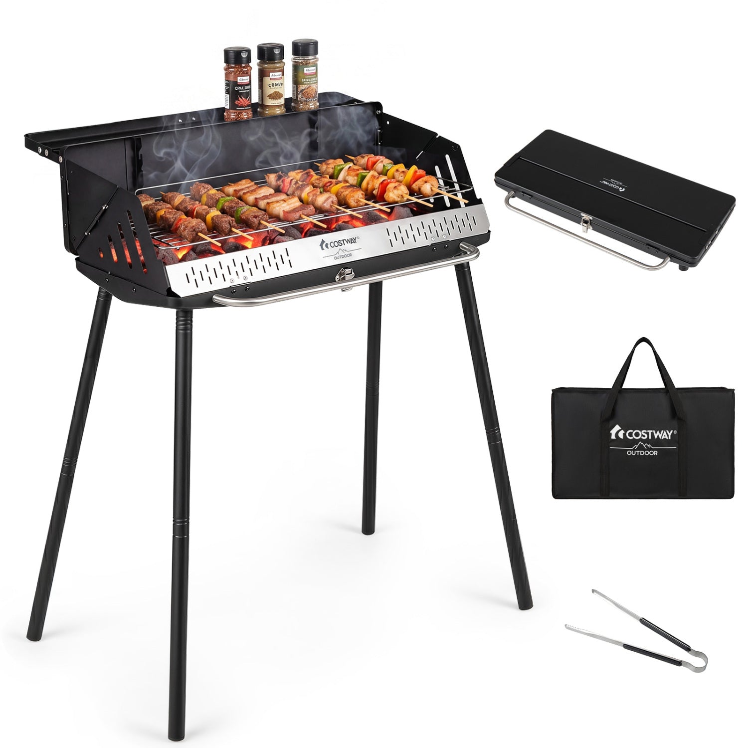 Portable Charcoal Grill with Detachable Legs Adjustable Grate and Carrying Bag Outdoor Grills at Gallery Canada
