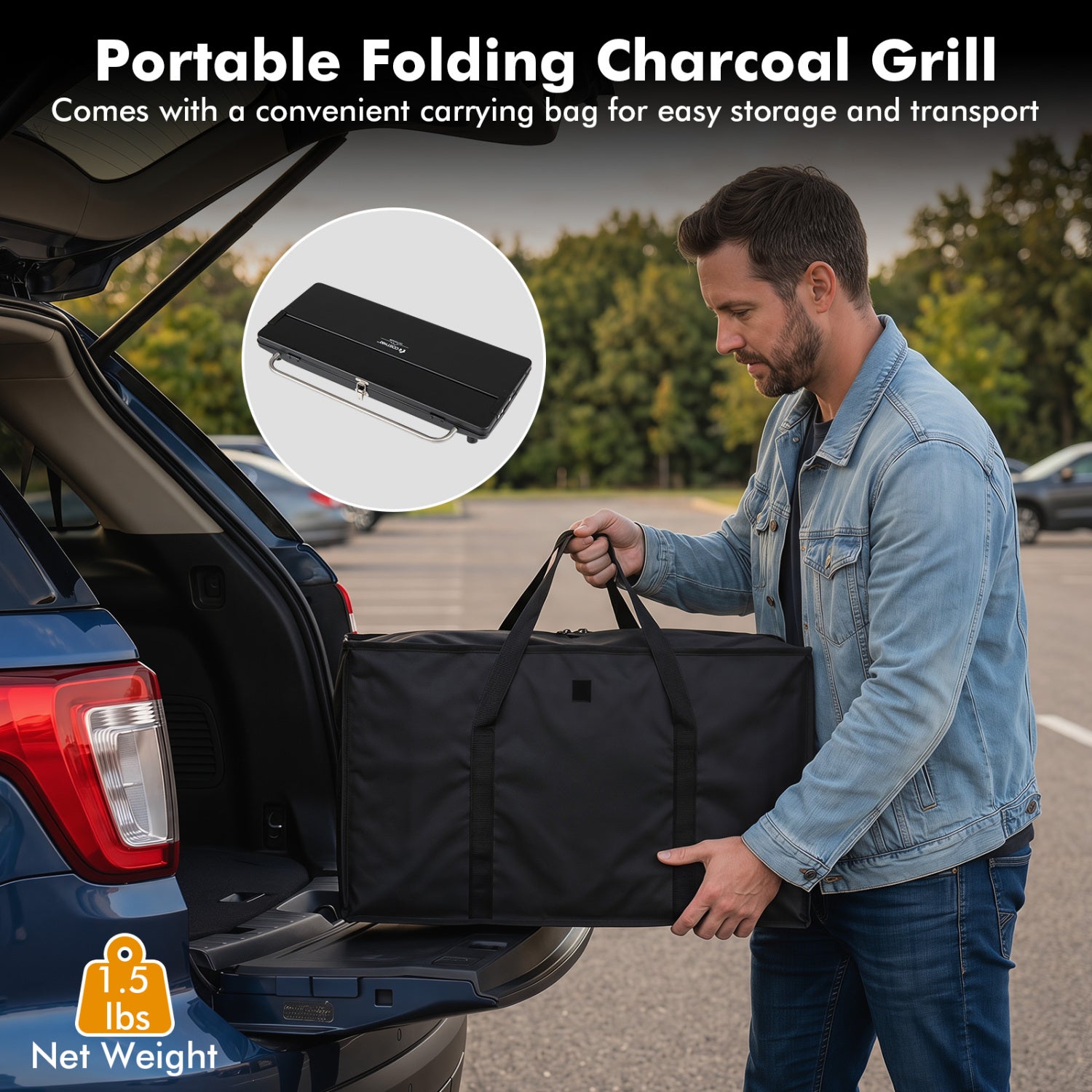 Portable Charcoal Grill with Detachable Legs Adjustable Grate and Carrying Bag Outdoor Grills at Gallery Canada
