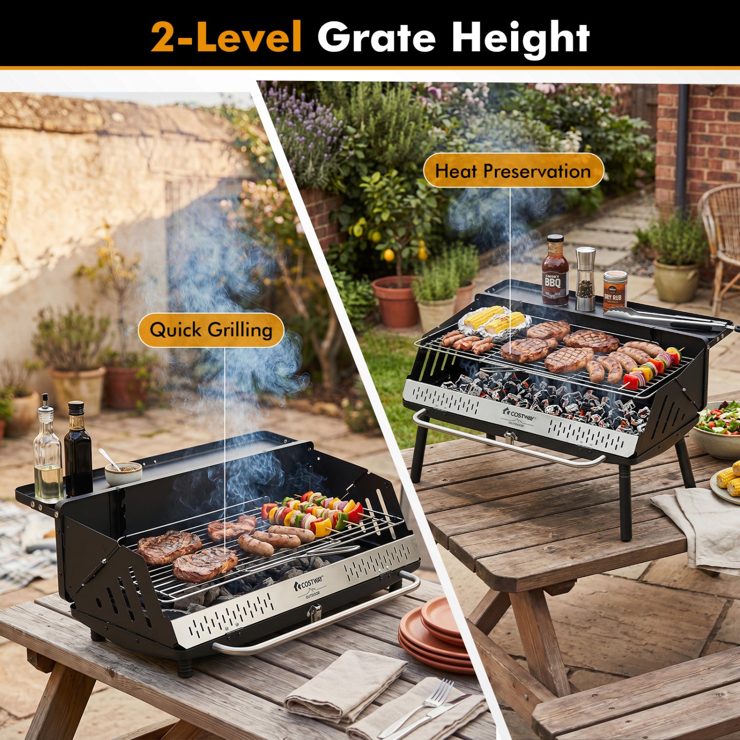 Portable Charcoal Grill with Detachable Legs Adjustable Grate and Carrying Bag Outdoor Grills at Gallery Canada