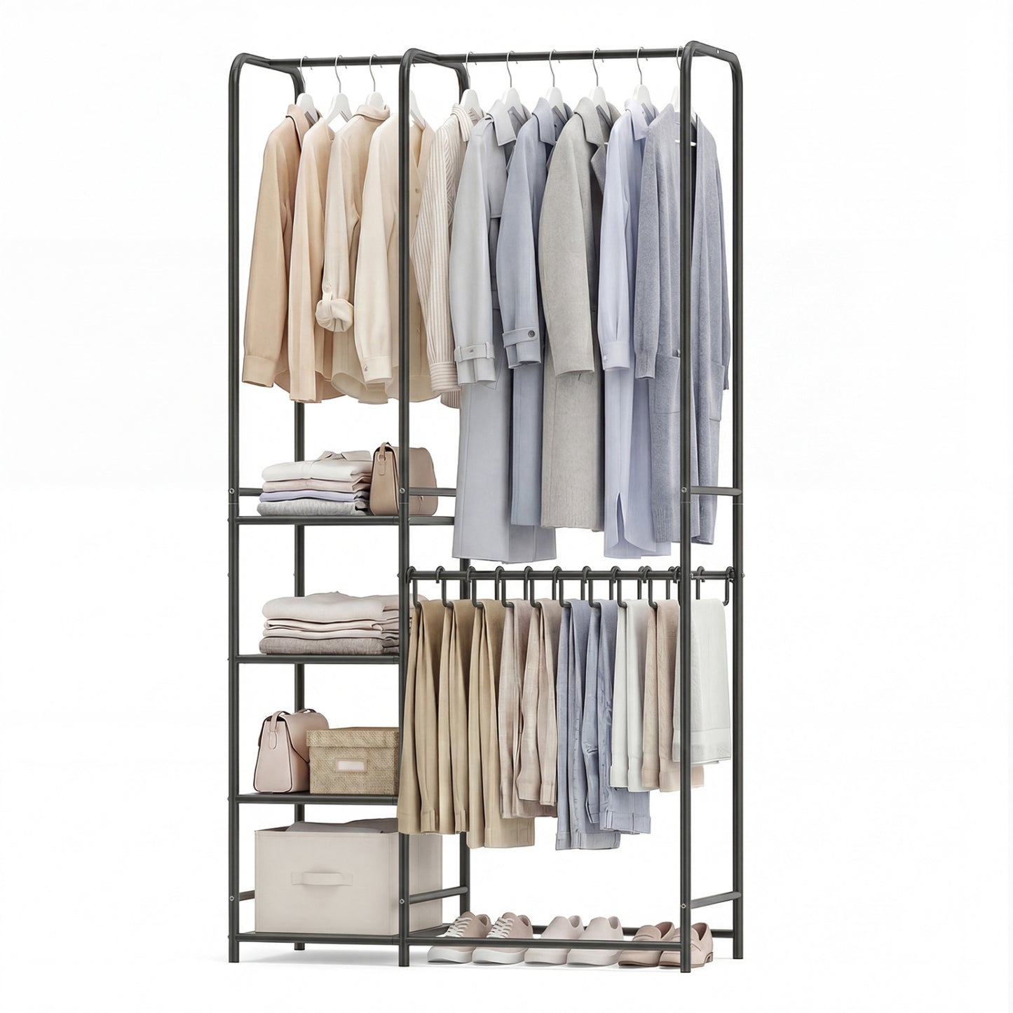 Portable Closet With Pants Hangers, 2 Hanging Rods, 4 Storage Shelves, Black Clothing & Closet Storage at Gallery Canada