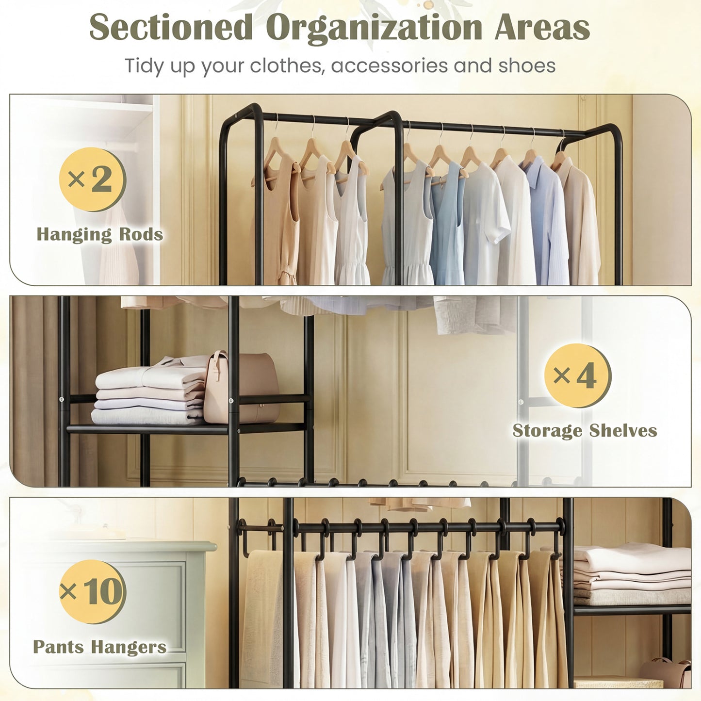 Portable Closet With Pants Hangers, 2 Hanging Rods, 4 Storage Shelves, Black Clothing & Closet Storage at Gallery Canada