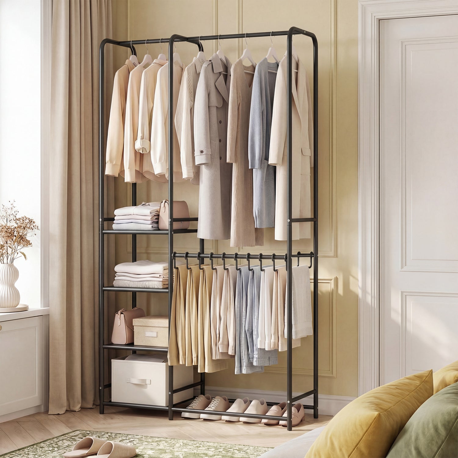 Portable Closet With Pants Hangers, 2 Hanging Rods, 4 Storage Shelves, Black Clothing & Closet Storage at Gallery Canada