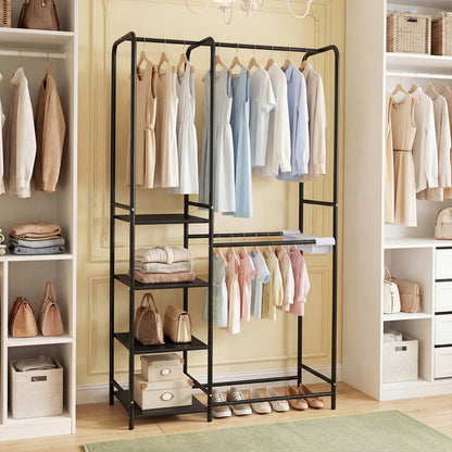 Portable Closet With Pants Hangers, 2 Hanging Rods, 4 Storage Shelves, Black Clothing & Closet Storage at Gallery Canada