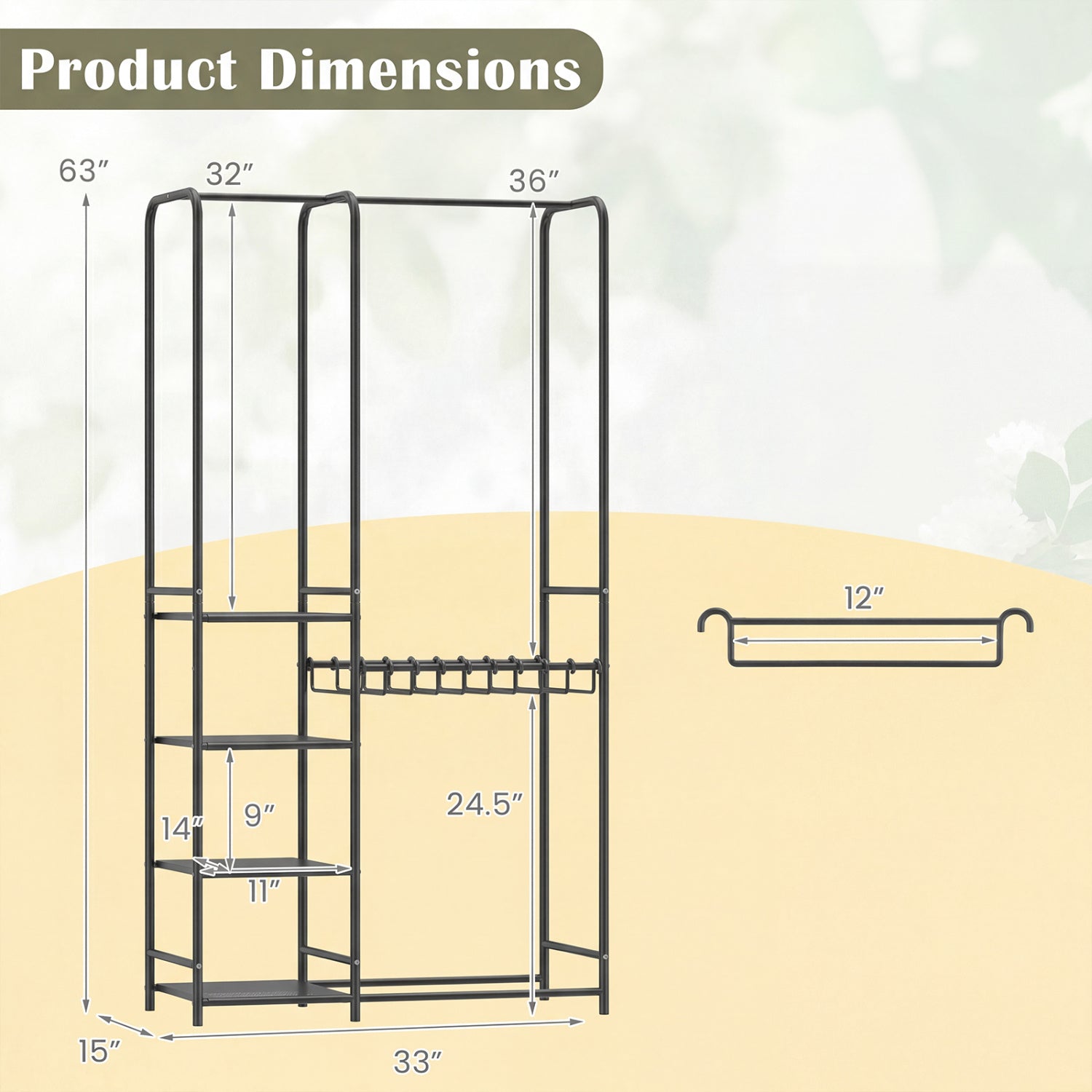 Portable Closet With Pants Hangers, 2 Hanging Rods, 4 Storage Shelves, Black Clothing & Closet Storage at Gallery Canada