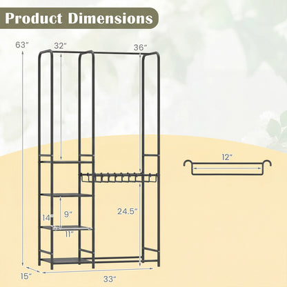 Portable Closet With Pants Hangers, 2 Hanging Rods, 4 Storage Shelves, Black Clothing & Closet Storage at Gallery Canada