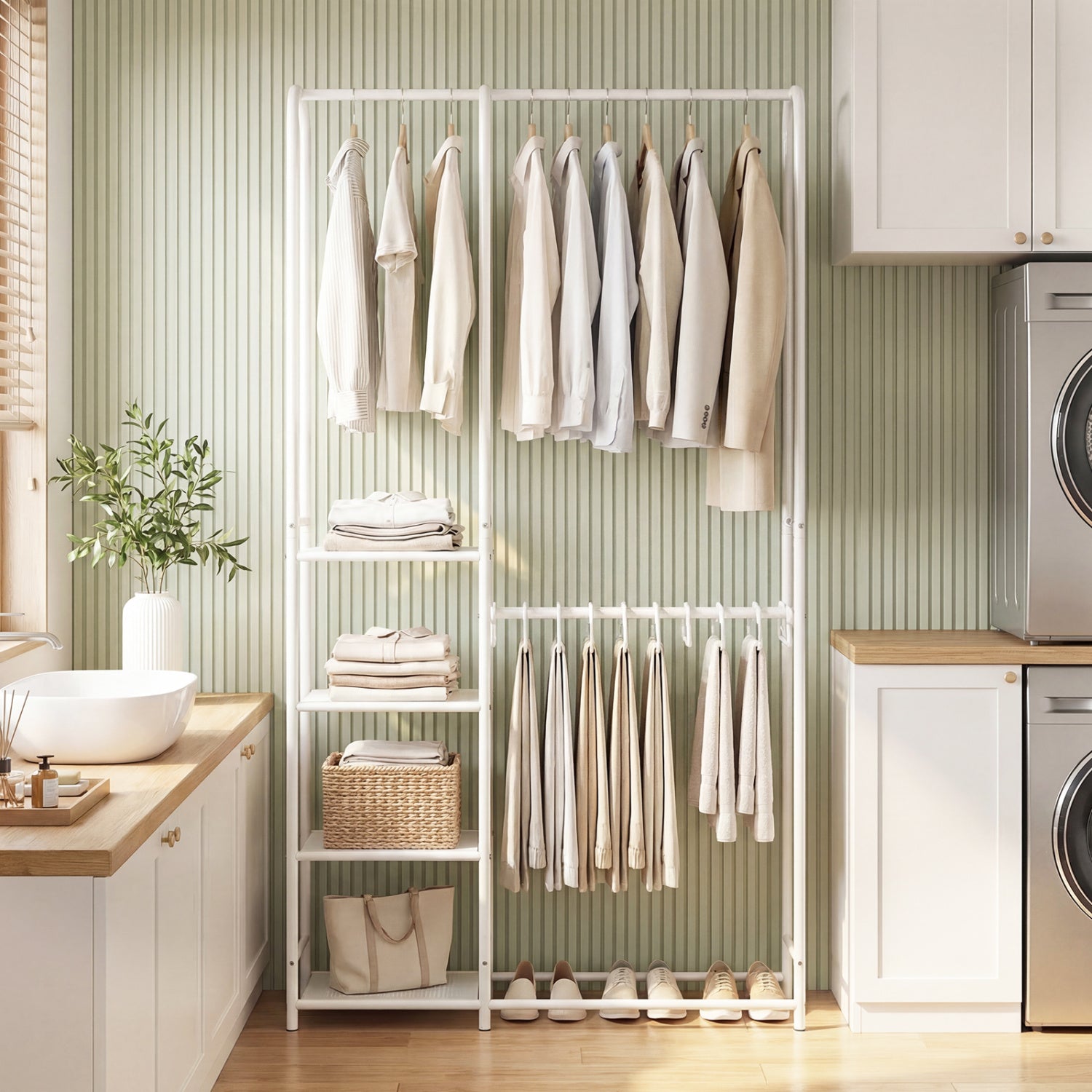 Portable Closet With Pants Hangers, 2 Hanging Rods, 4 Shelves, White Clothing & Closet Storage at Gallery Canada