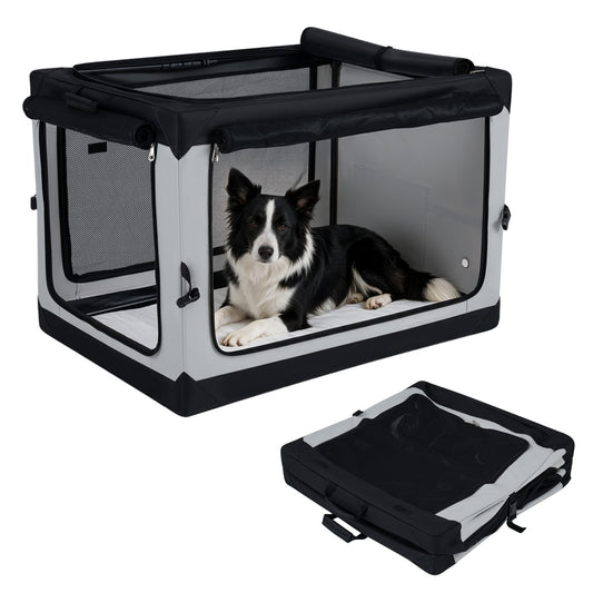 Collapsible Soft Dog Crate, 4 Mesh Doors, Mat, Pocket, L Dog Kennels Options at Gallery Canada