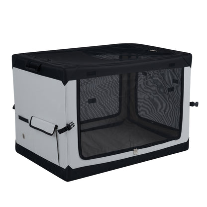 Collapsible Soft Dog Crate, 4 Mesh Doors, Removable Mat, L