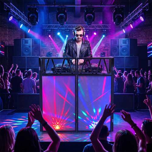 Portable DJ Booth With Scrims, Carrying Bag, Black
