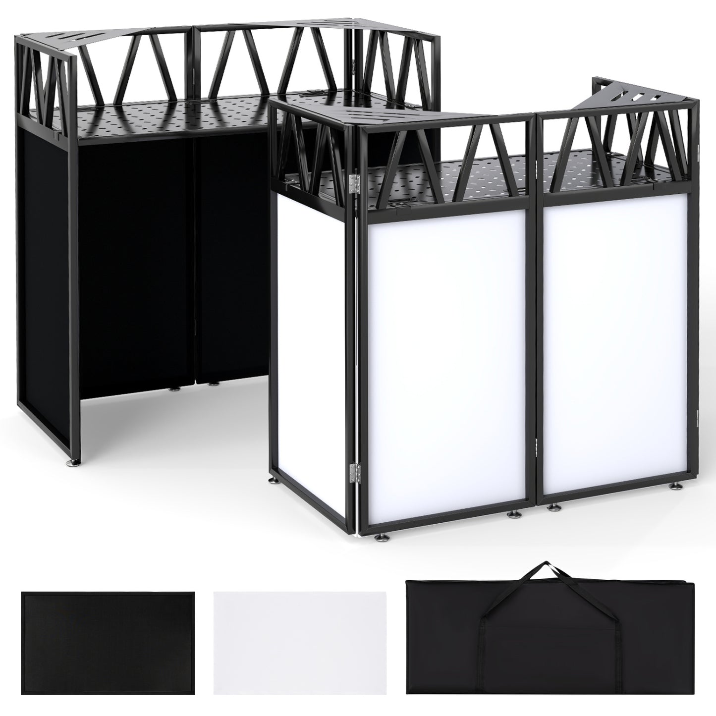 Portable DJ Booth With Scrims, Carrying Bag, Black