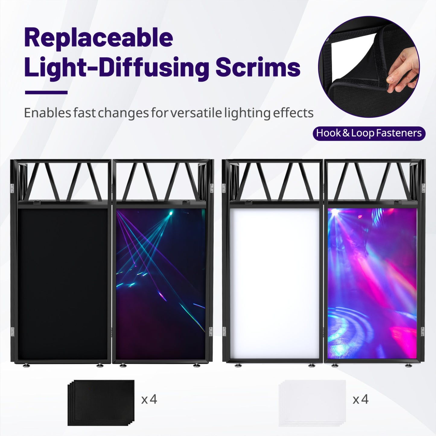 Portable DJ Booth With Scrims, Carrying Bag, Black