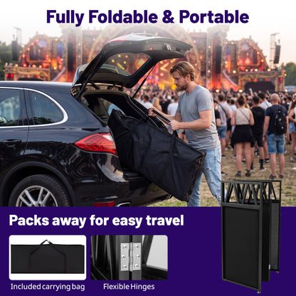 Portable DJ Booth With Scrims, Carrying Bag, Black