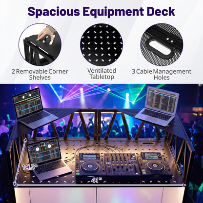 Portable DJ Booth With Scrims, Carrying Bag, Black
