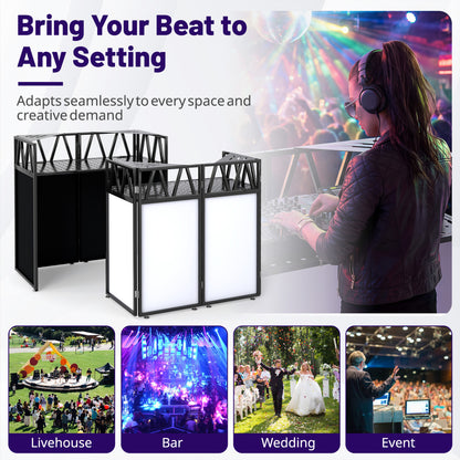 Portable DJ Booth With Scrims, Carrying Bag, Black