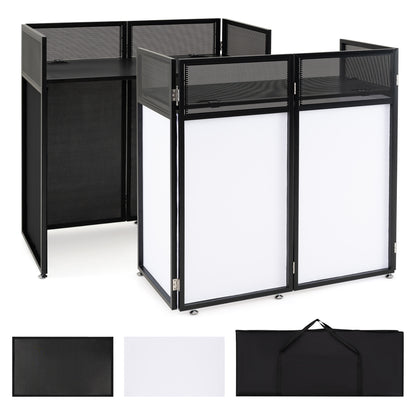 Portable DJ Booth with Adjustable Feet, Black