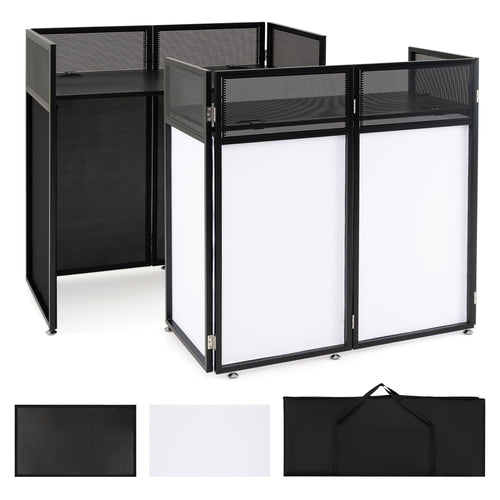 Portable DJ Booth with Adjustable Feet, Black