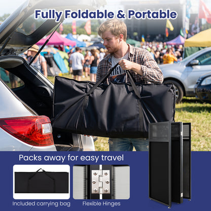 Portable DJ Booth with Adjustable Feet, Black