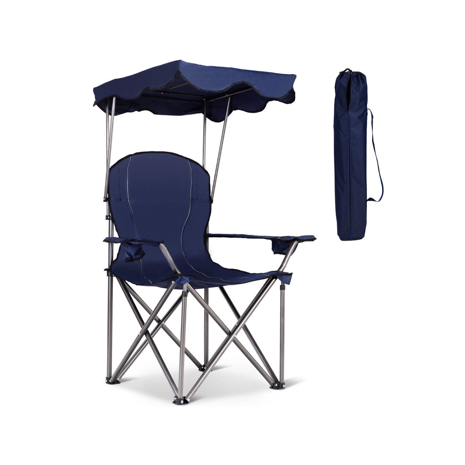 Portable Folding Beach Canopy Chair, Blue Camping Furniture at Gallery Canada