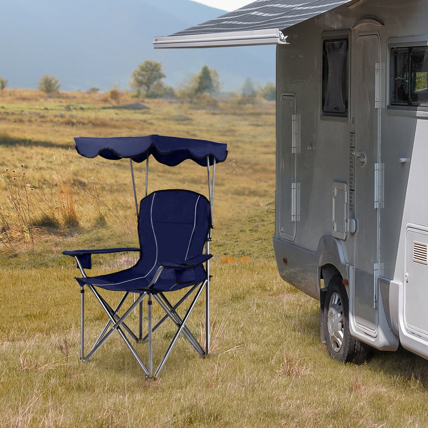 Portable Folding Beach Canopy Chair, Blue Camping Furniture at Gallery Canada