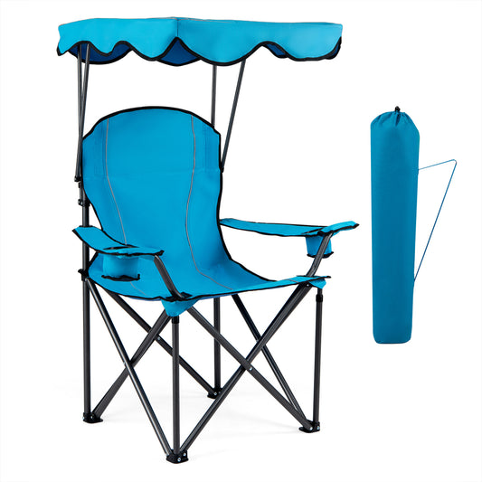 Portable Folding Beach Canopy Chair, With Cup Holders, Light Blue Camping Furniture Light Blue at Gallery Canada