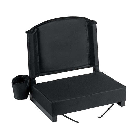 Portable Folding Bleacher Chair, Thick Padded Cushion, Black Outdoor Seating & Patio Chairs Black at Gallery Canada