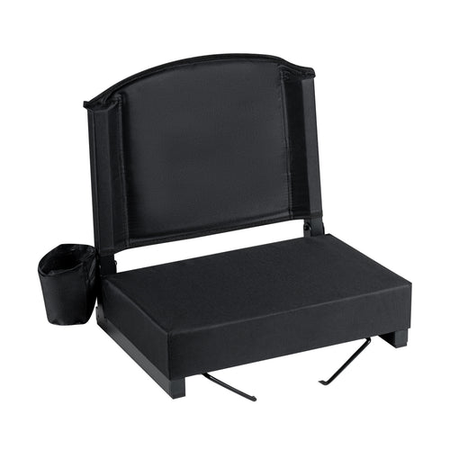 Portable Folding Bleacher Chair, Thick Padded Cushion, Black