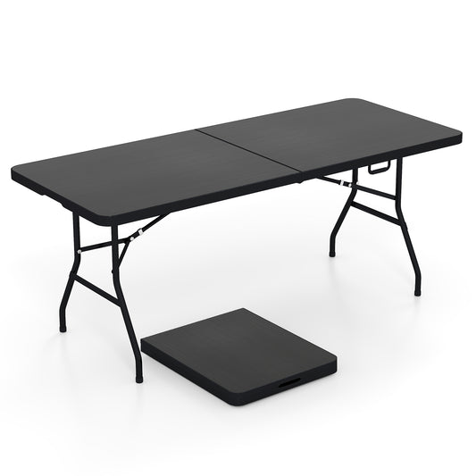 Portable Folding Camping Table With Carrying Handle, Black Outdoor Black at Gallery Canada