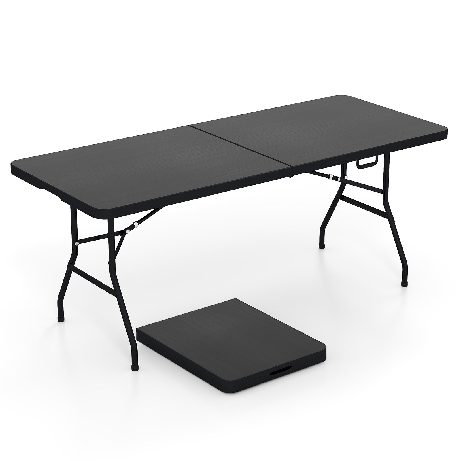 Portable Folding Camping Table with Carrying Handle, Black Outdoor Black at Gallery Canada