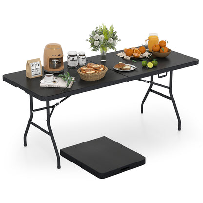 Portable Folding Camping Table with Carrying Handle, Black Outdoor at Gallery Canada