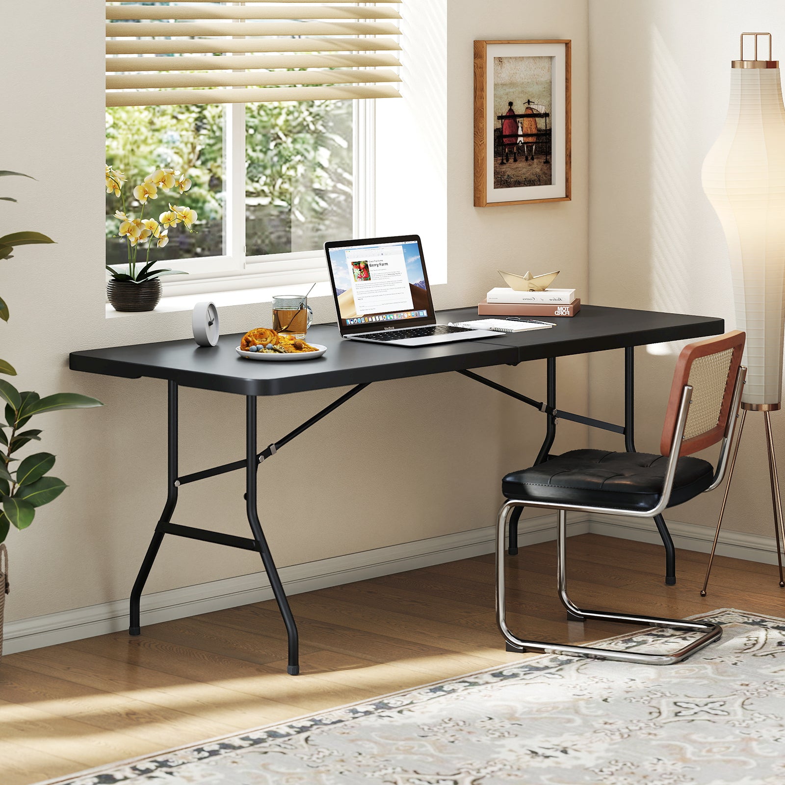 Portable Folding Camping Table with Carrying Handle, Black Outdoor at Gallery Canada