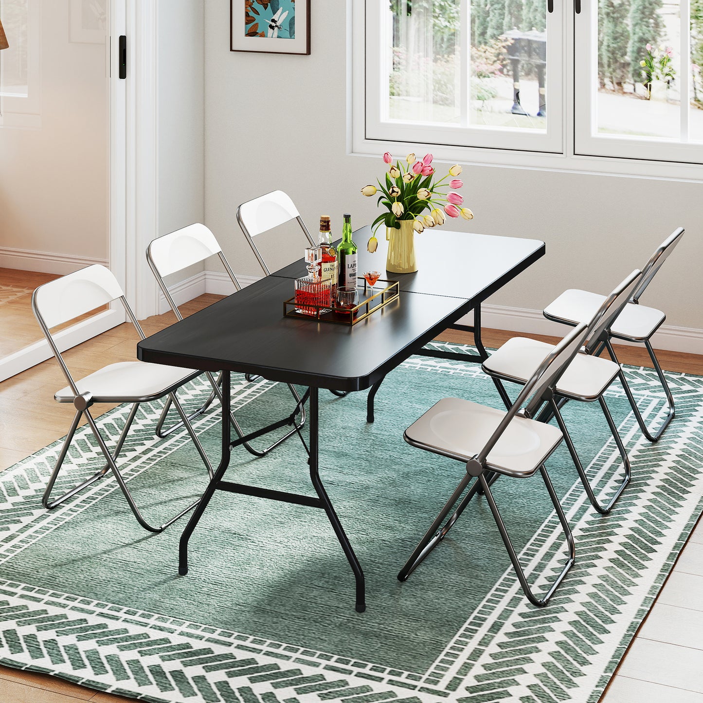 Portable Folding Camping Table with Carrying Handle, Black Outdoor at Gallery Canada