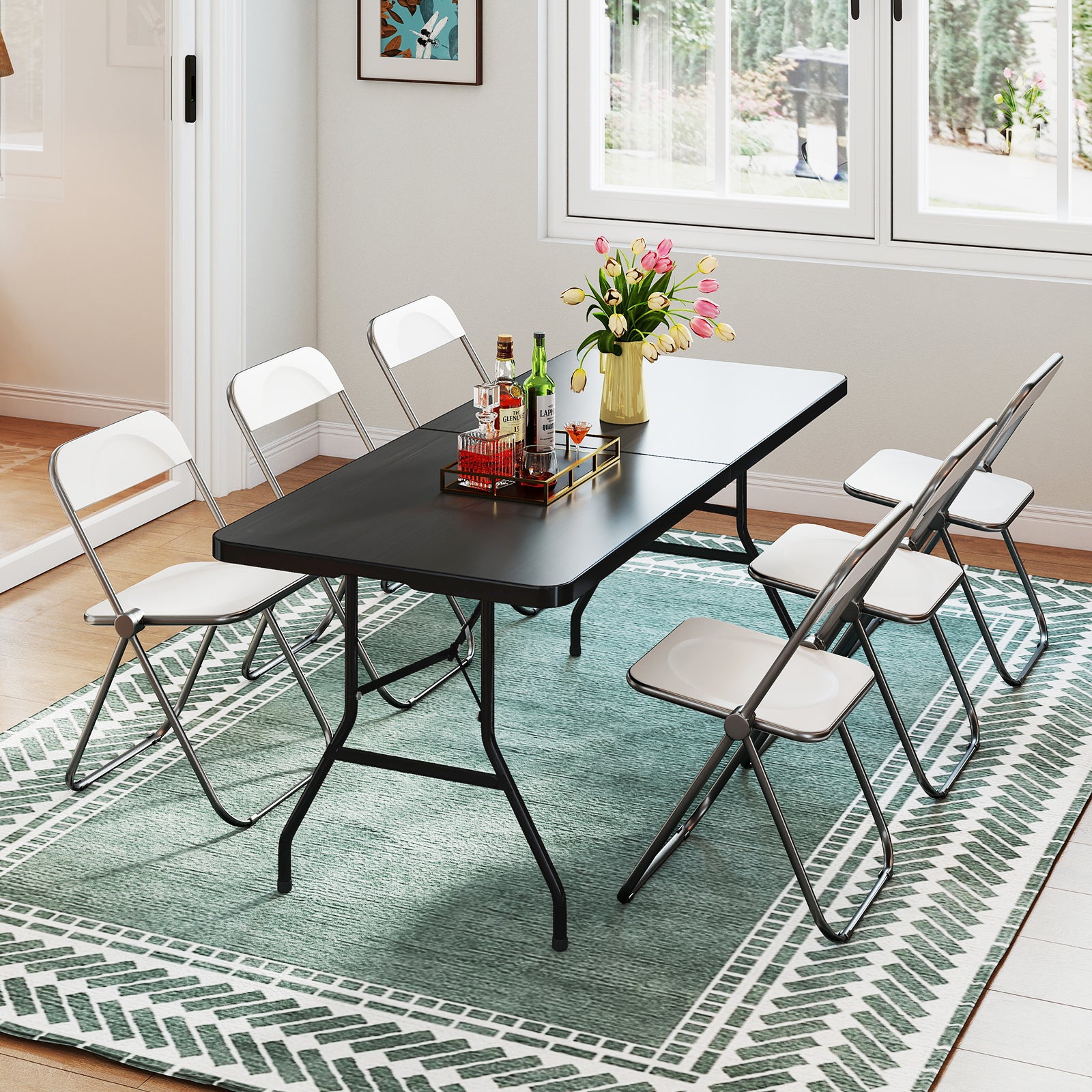 Portable Folding Camping Table with Carrying Handle, Black Outdoor at Gallery Canada