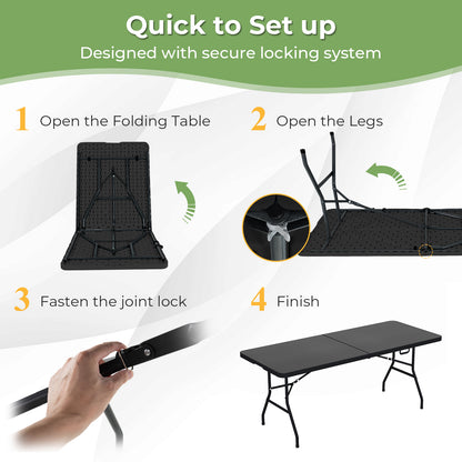 Portable Folding Camping Table with Carrying Handle, Black Outdoor at Gallery Canada