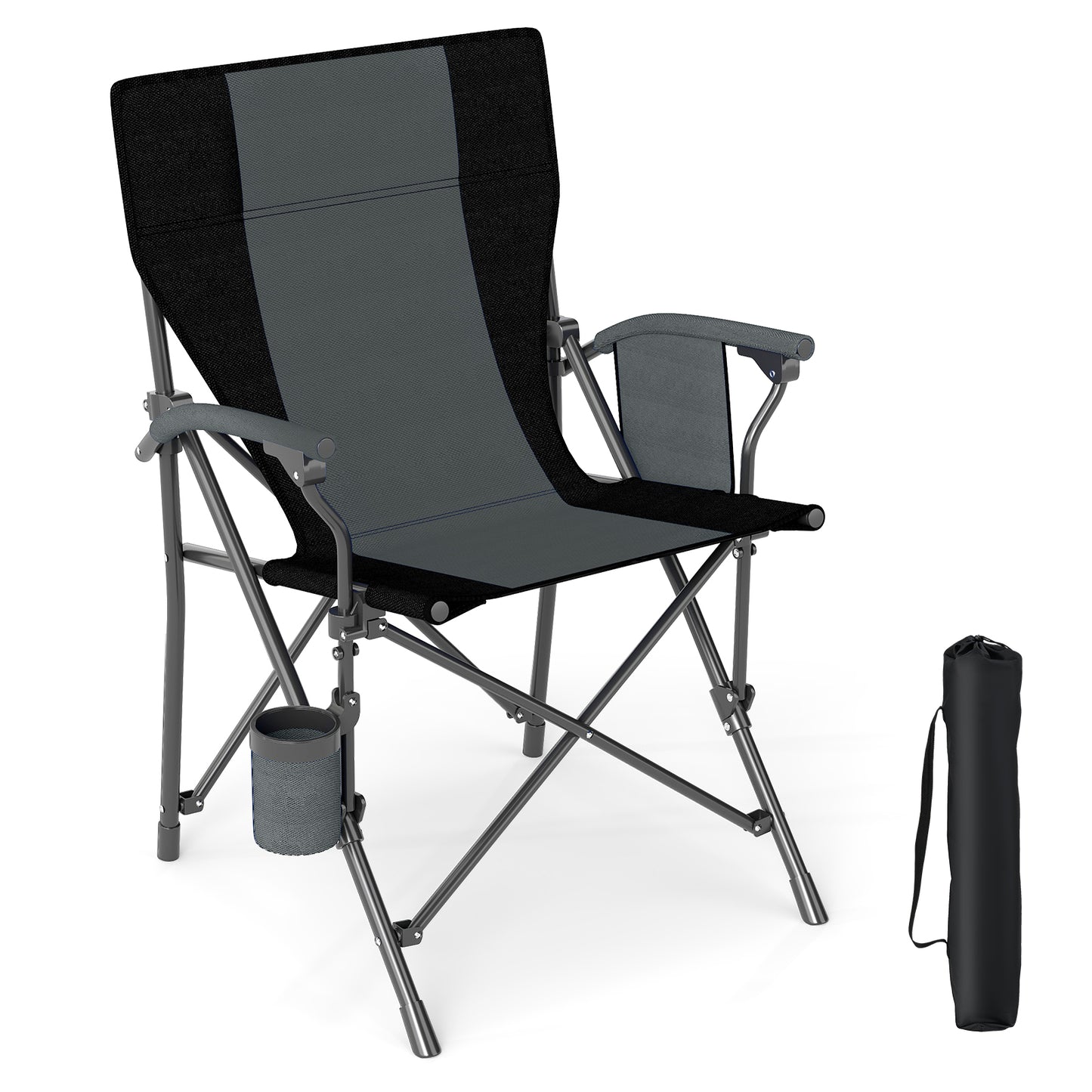Portable Folding Camping Chair, Oxford Cloth, Cup Holder, Side Pocket, Gray Camping Furniture at Gallery Canada