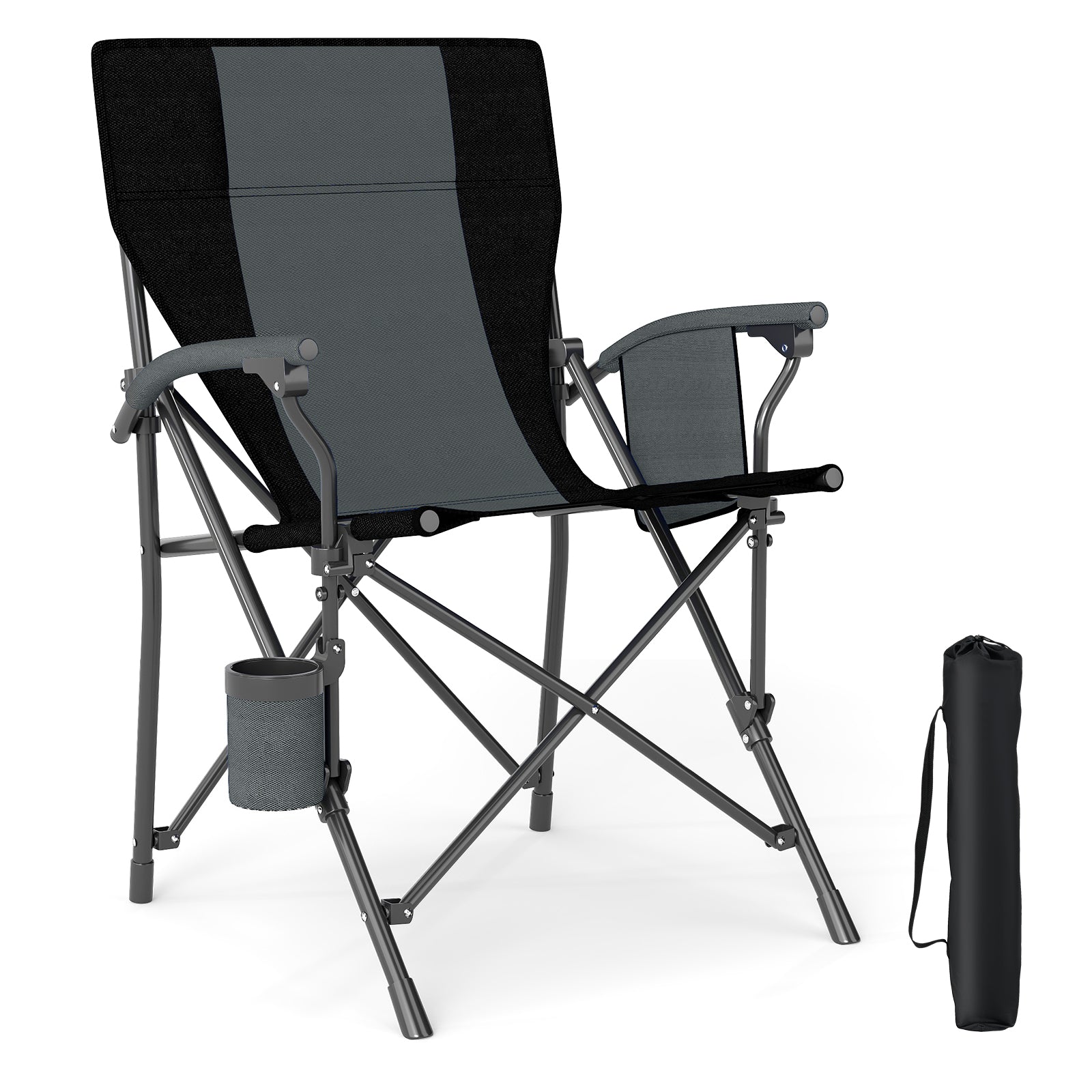 Portable Folding Oxford Cloth Camping Chair with Cup Holder and Side Pocket-Grey, Gray Camping Furniture at Gallery Canada