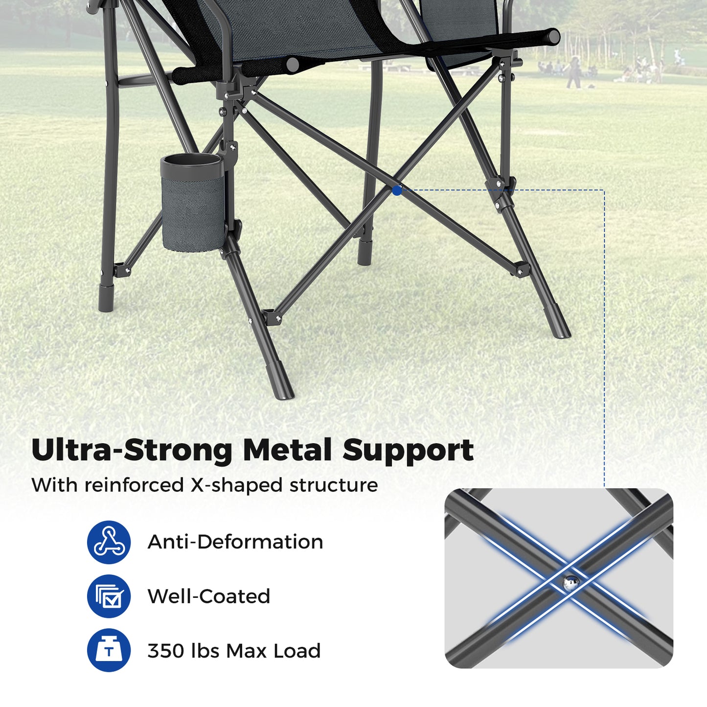 Portable Folding Oxford Cloth Camping Chair with Cup Holder and Side Pocket-Grey, Gray Camping Furniture at Gallery Canada