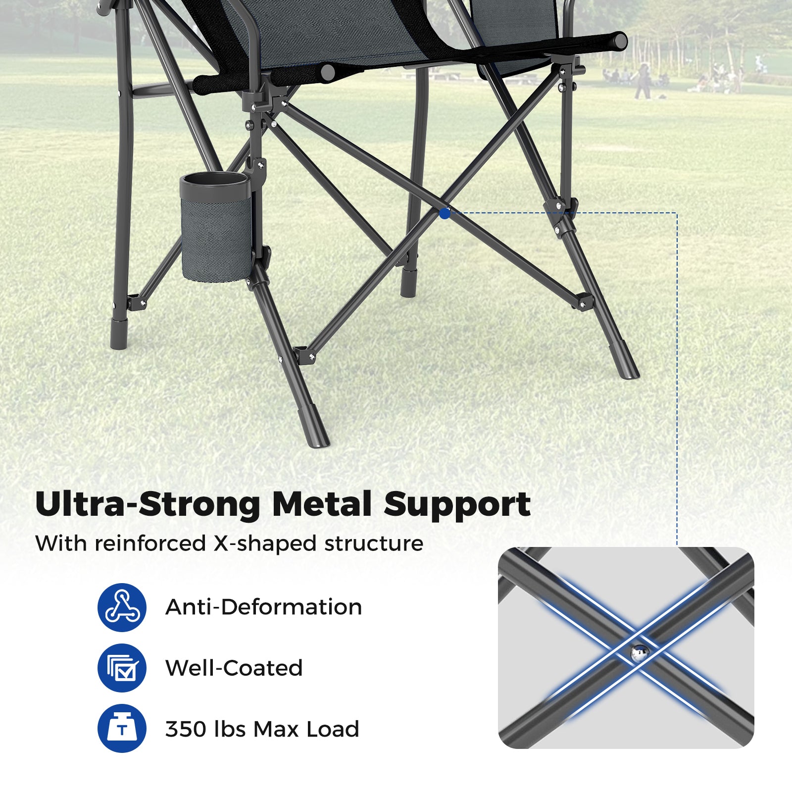 Portable Folding Oxford Cloth Camping Chair with Cup Holder and Side Pocket-Grey, Gray Camping Furniture at Gallery Canada