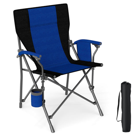 Portable Folding Oxford Cloth Camping Chair with Cup Holder and Side Pocket, Navy Camping Furniture Navy at Gallery Canada