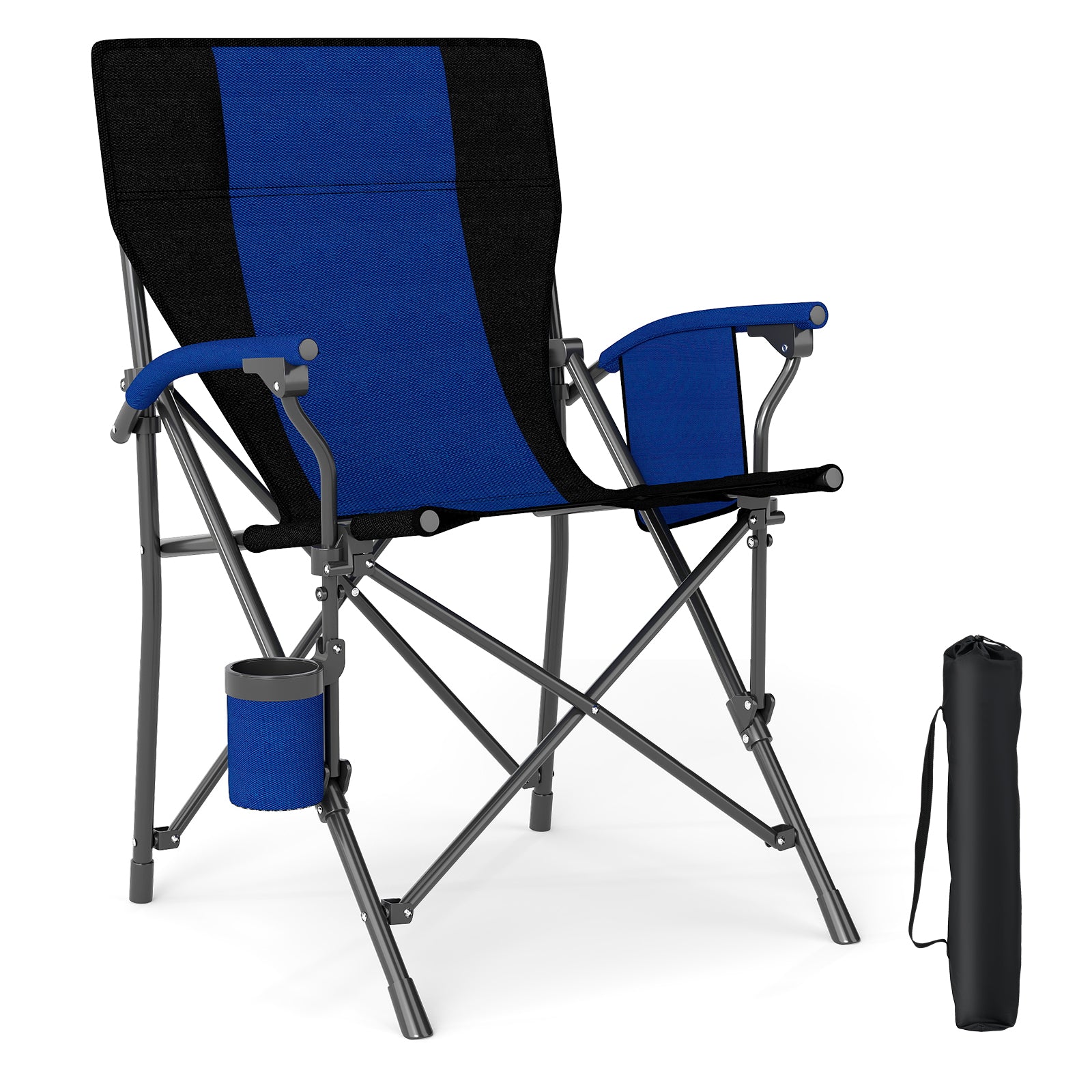 Portable Folding Oxford Cloth Camping Chair with Cup Holder and Side Pocket, Navy Camping Furniture at Gallery Canada