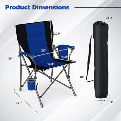 Portable Folding Oxford Cloth Camping Chair with Cup Holder and Side Pocket, Navy Camping Furniture at Gallery Canada