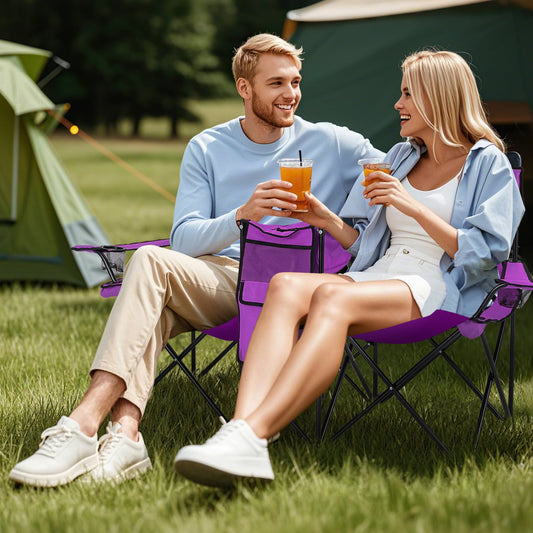 Folding Picnic Double Chair With Umbrella, Purple Camping Furniture Purple at Gallery Canada